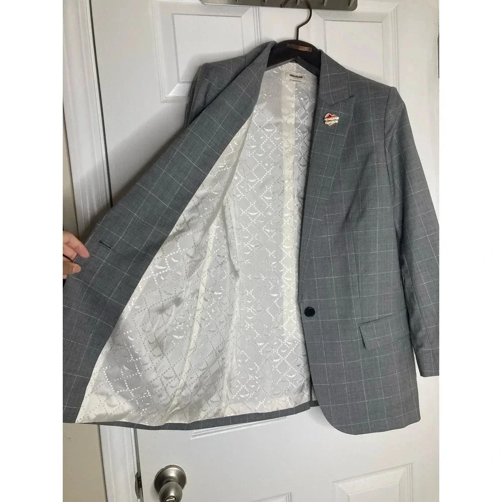 Zadig & Voltaire Viva Check virgin wool Blazer sz 10